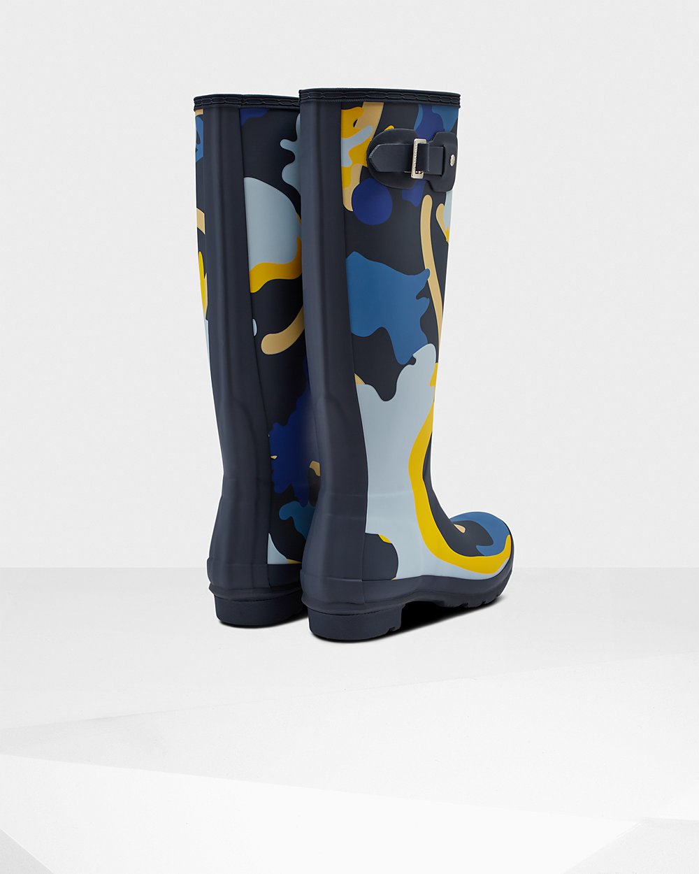 Galochas Altas Hunter Feminina Azul Marinho Camufladas - Original Rockpool Camo - 40VLEHQCB